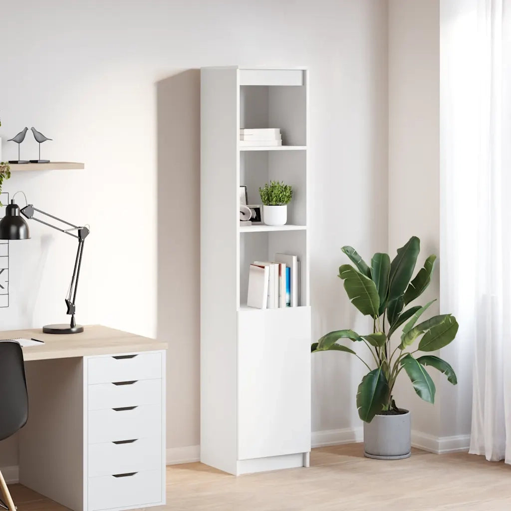Credenza | Madia | Buffet da pranzo | Armadio da pranzo Bianca 37,5x35x180 cm in Legno Multistrato