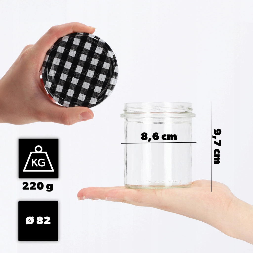 Barattoli di vetro KADAX Avila 350ml 10pz 82mm + coperchio "Black Lattice"