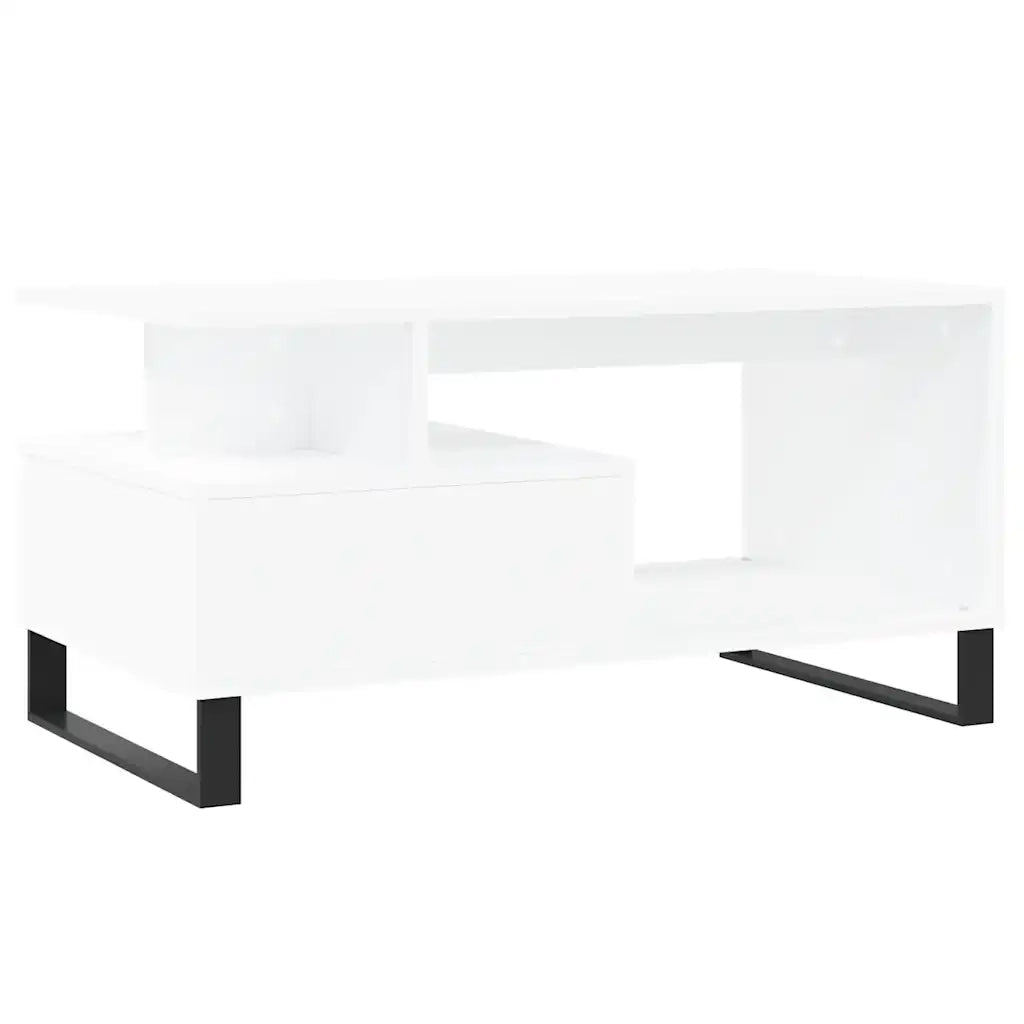 Tavolino da salotto | Tavolino da caff¨¨ | Tavolino da Soggiorno Bianco 90x49x45 cm in Legno Multistrato