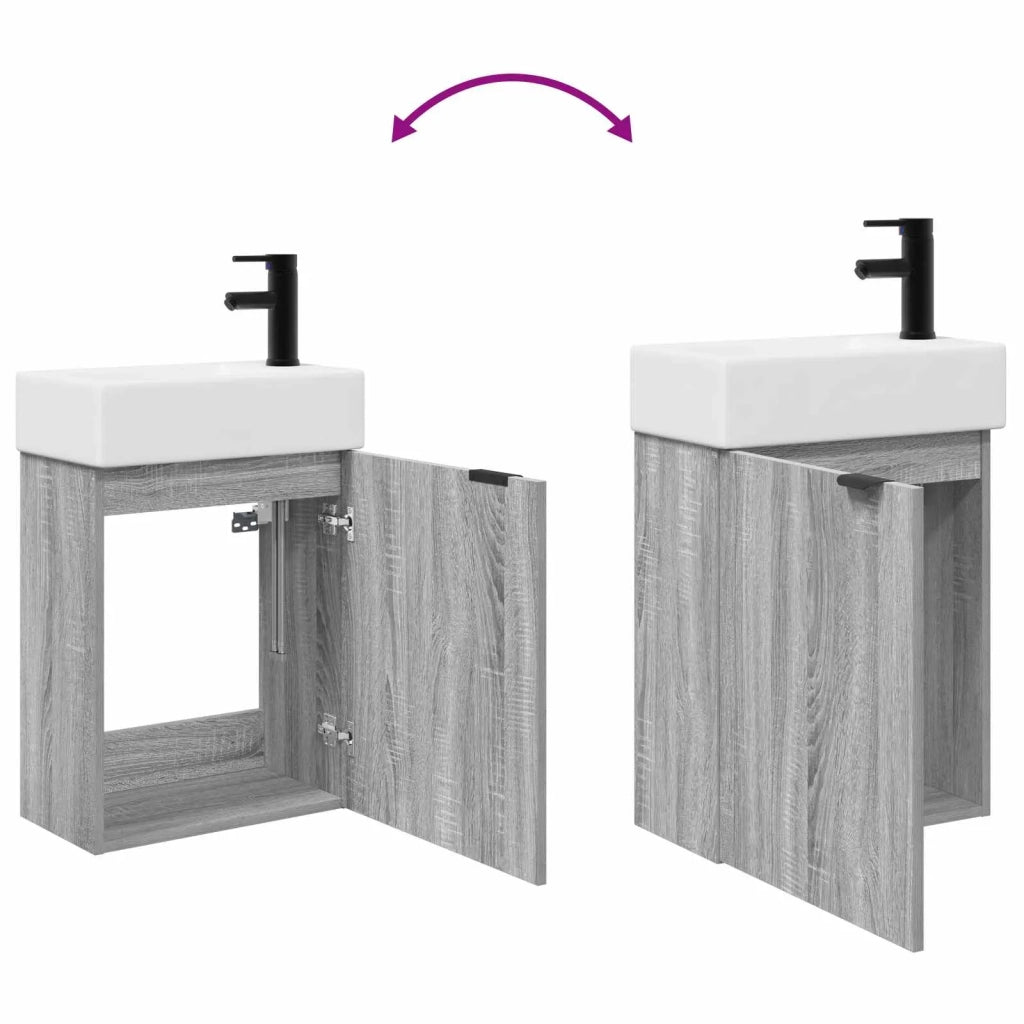 Mobile bagno con rubinetto Sonoma grigio 45,5 x 22,5 x 84 cm