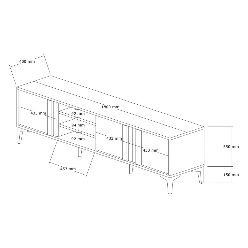 Gruaro, Mobile Porta tv 2 Ripiani, 180x40x50h cm Marrone Rovere