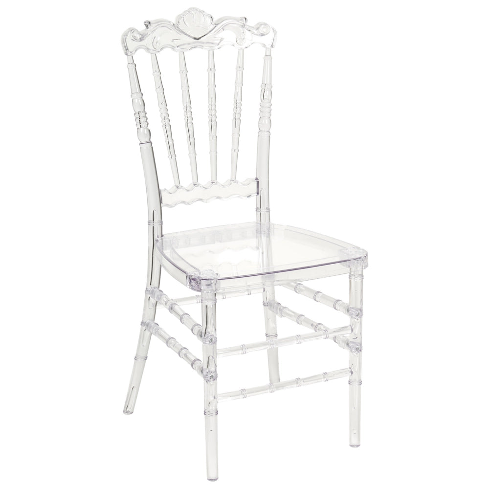 Set di 2 sedie da pranzo in plastica trasparente stile vintage banchetto