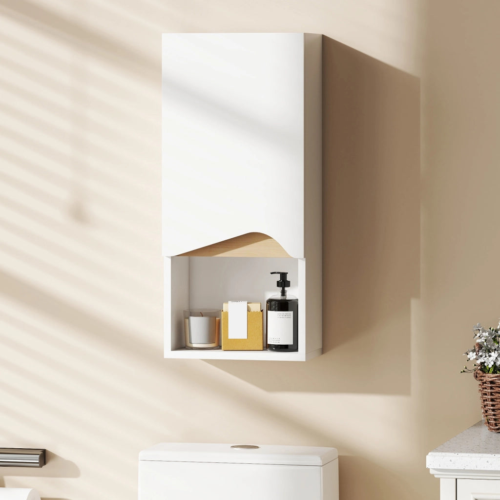 Armadietto Bagno Sospeso con Anta Soft-Close ¨C Zephmum ¨C Bianco 30x17x67 cm