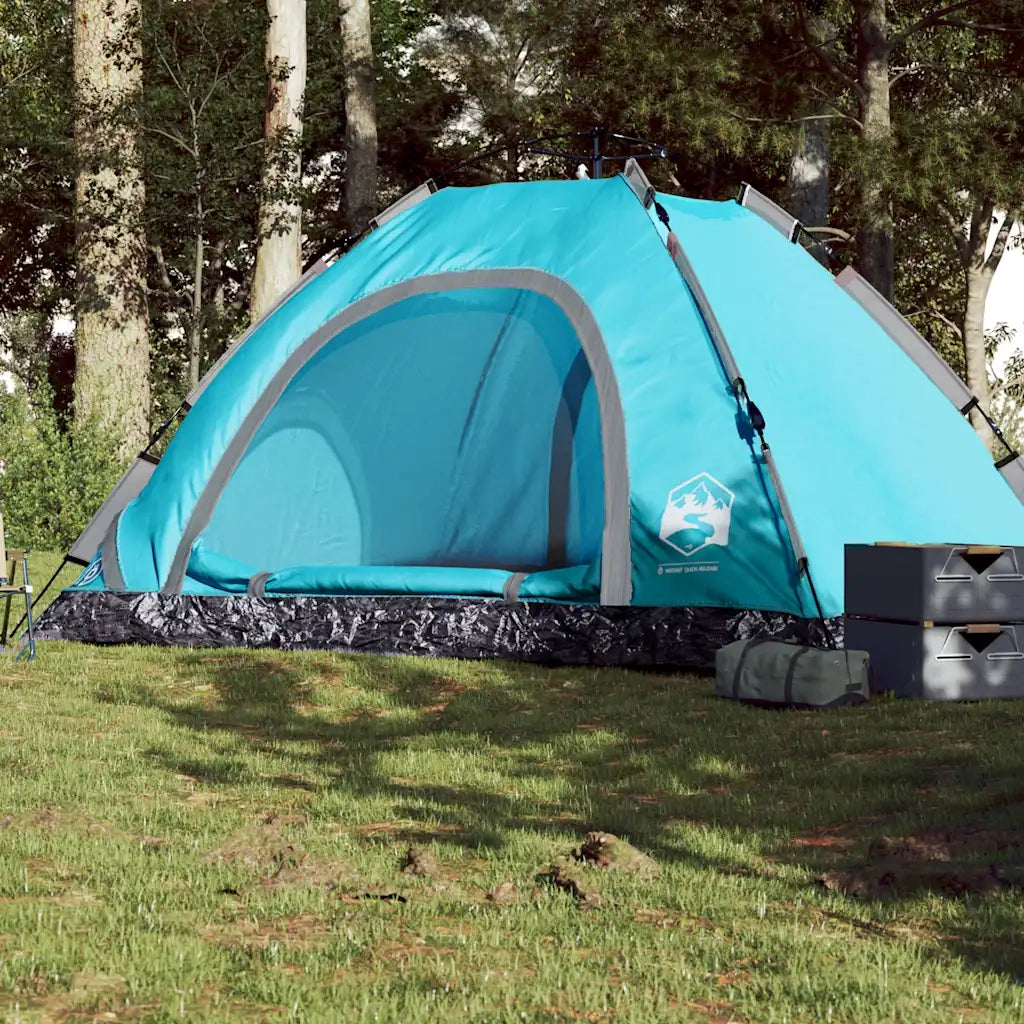 Tenda da Campeggio 5 Persone-Tenda per Escursionismo Blu a Rilascio Rapido