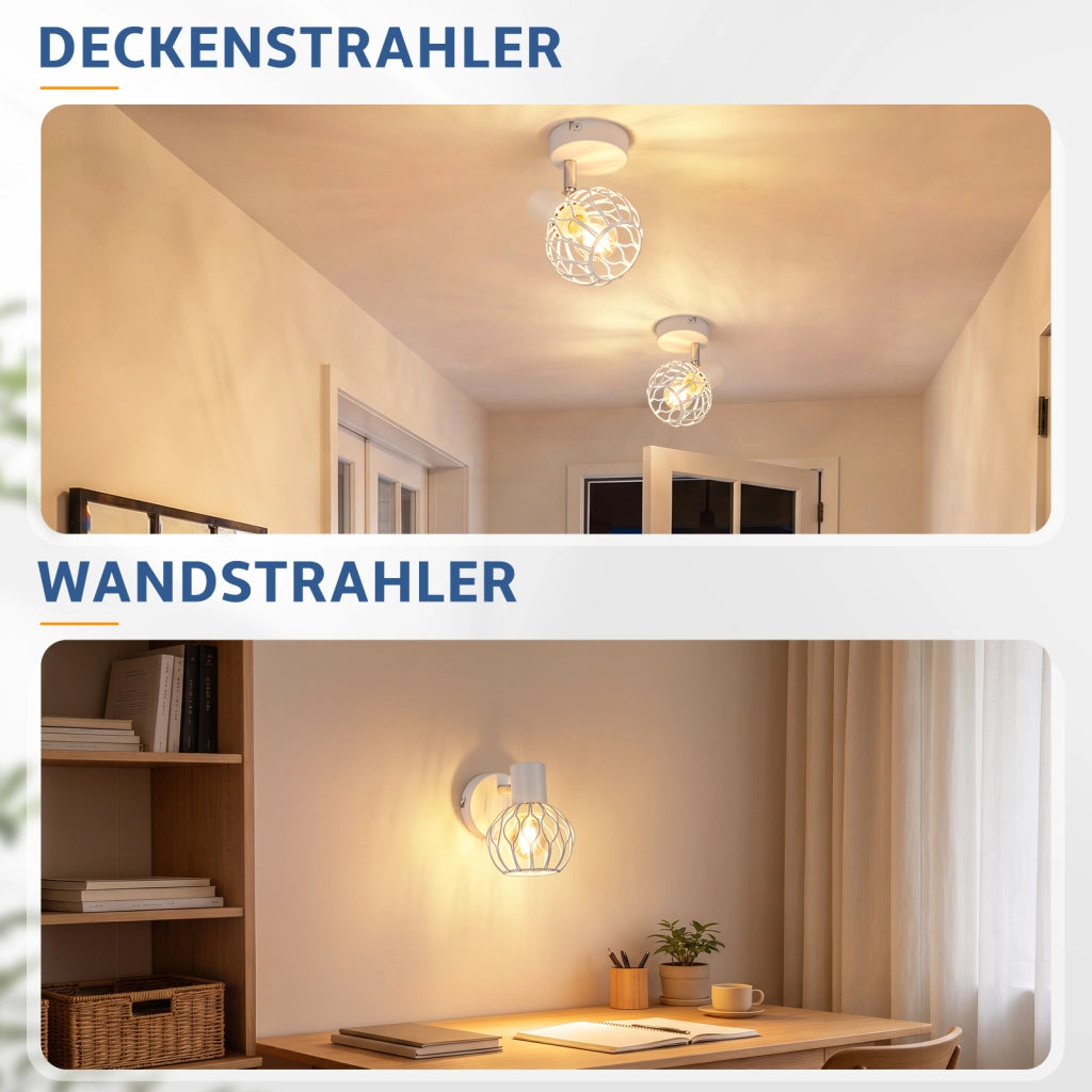 ZMH Faretto da soffitto 1 Luce Bianco E14 Metall Orientabile 350¡ã per Corridoio Cucina Camera Senza Lampadina