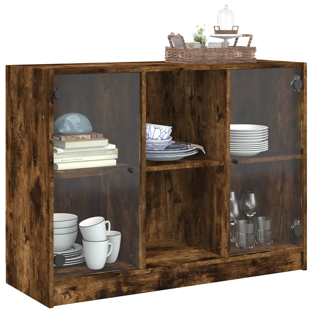 Credenza | Madia | Buffet da pranzo | Armadio da pranzo Rovere Fumo 102x37x75,5 cm in Legno Multistrato