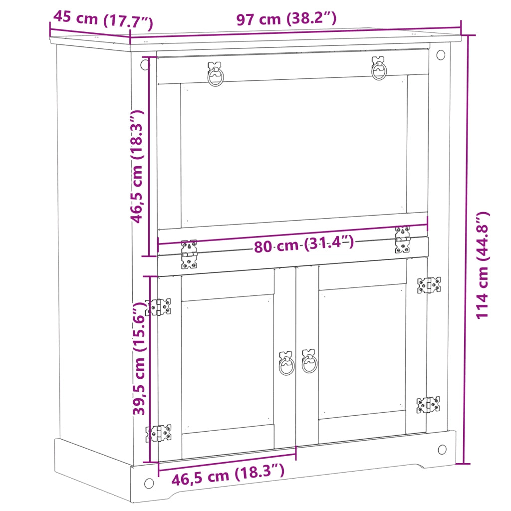 vidaXL Cantinetta per Vini Corona 97x45x114 cm Legno Massello di Pino