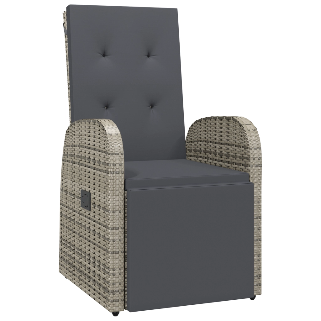 Set da Pranzo da Giardino 9 Pezzi con Cuscini Grigio Polyrattan