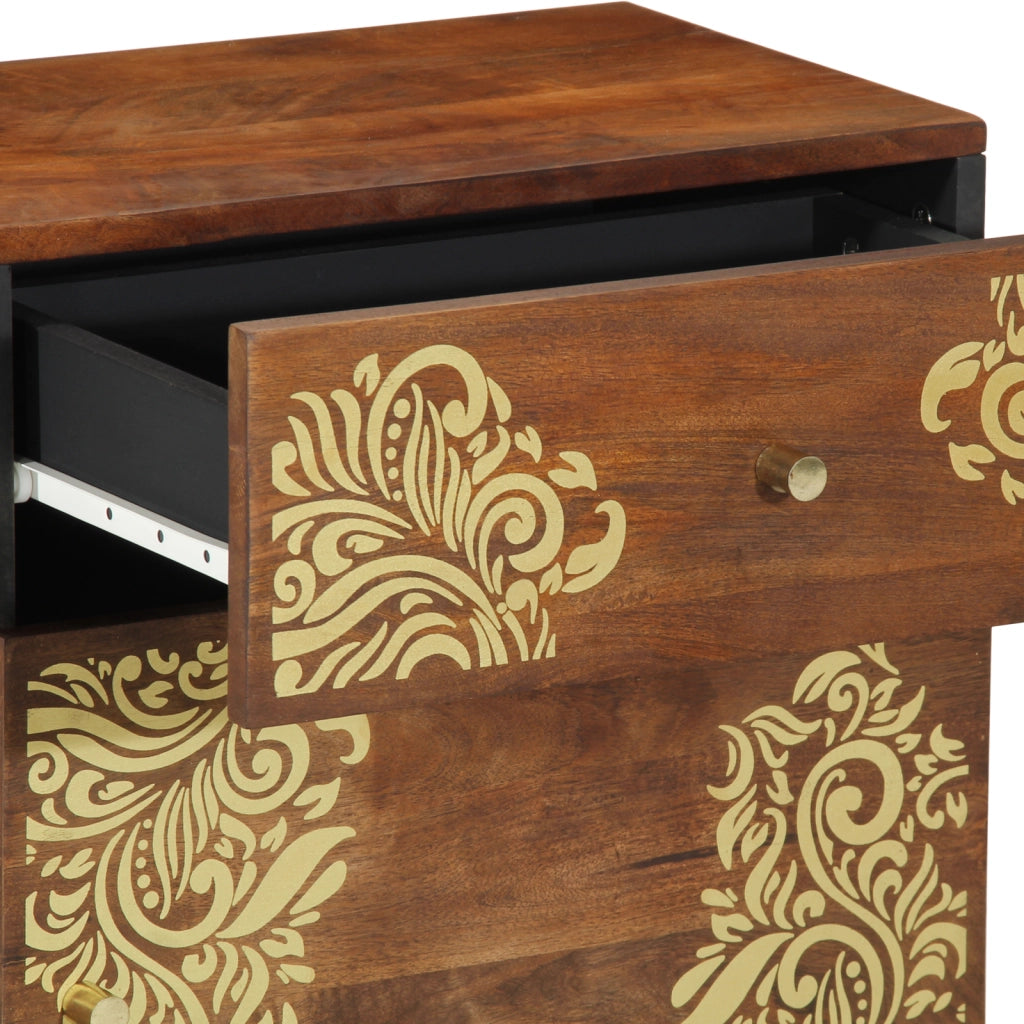 Comodino Marrone miele Legno massello 50 x 33 x 60 cm Durevole