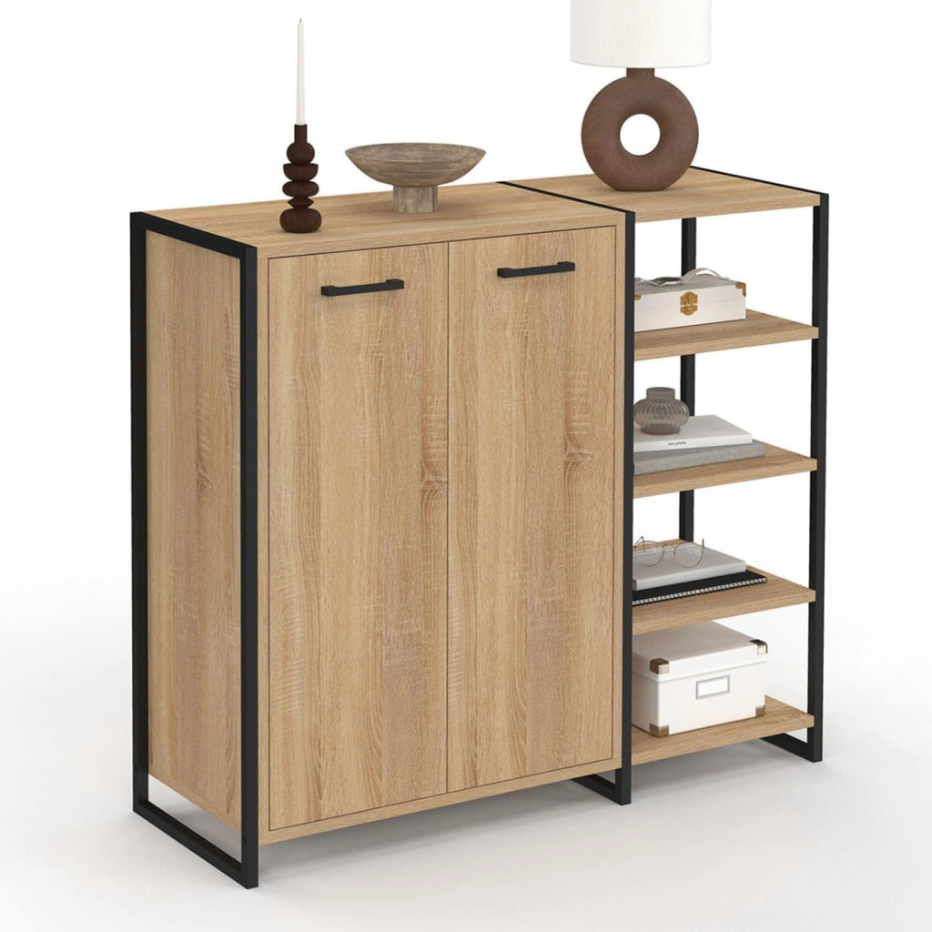 Scarpiera 12 paia LUIS 2 porte con 4 ripiani design industriale