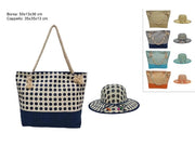 1 Pezzo Borsa Mare e Cappello Abbinato Pois 50 x 13 x 36 cm 4 Colori