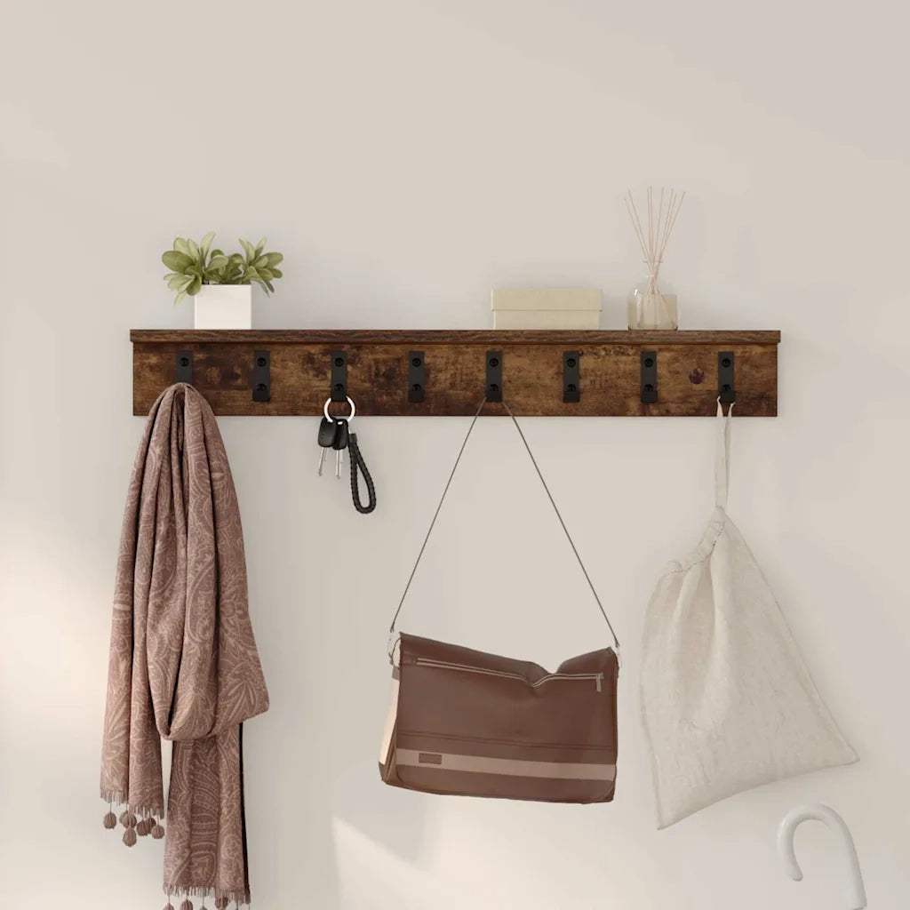 vidaXL Appendiabiti a muro Rovere fumo 80 x 10.5 x 10.5 cm