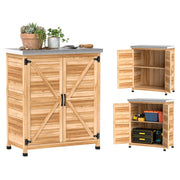 Casetta da Giardino ¨C Xylo ¨C Legno Naturale Tetto Acciaio 79x43x92 cm