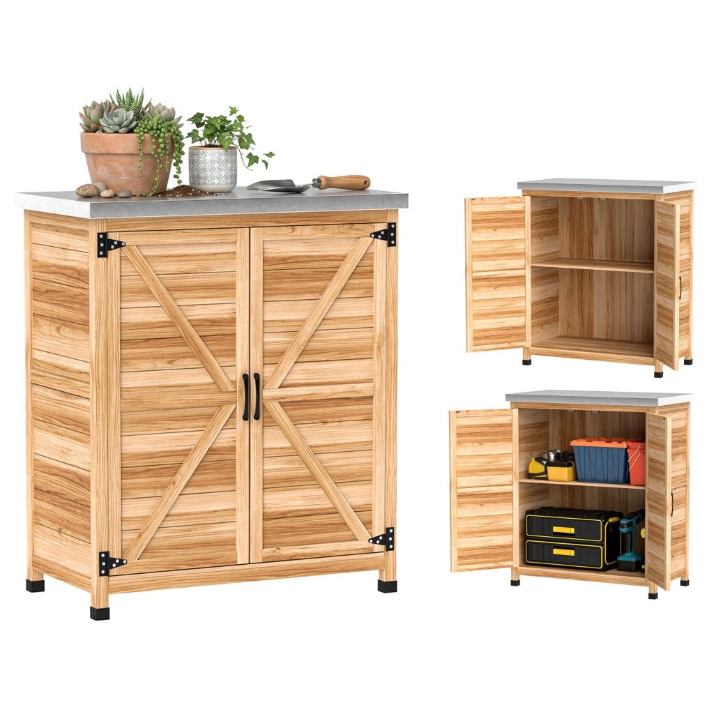 Casetta da Giardino ¨C Xylo ¨C Legno Naturale Tetto Acciaio 79x43x92 cm