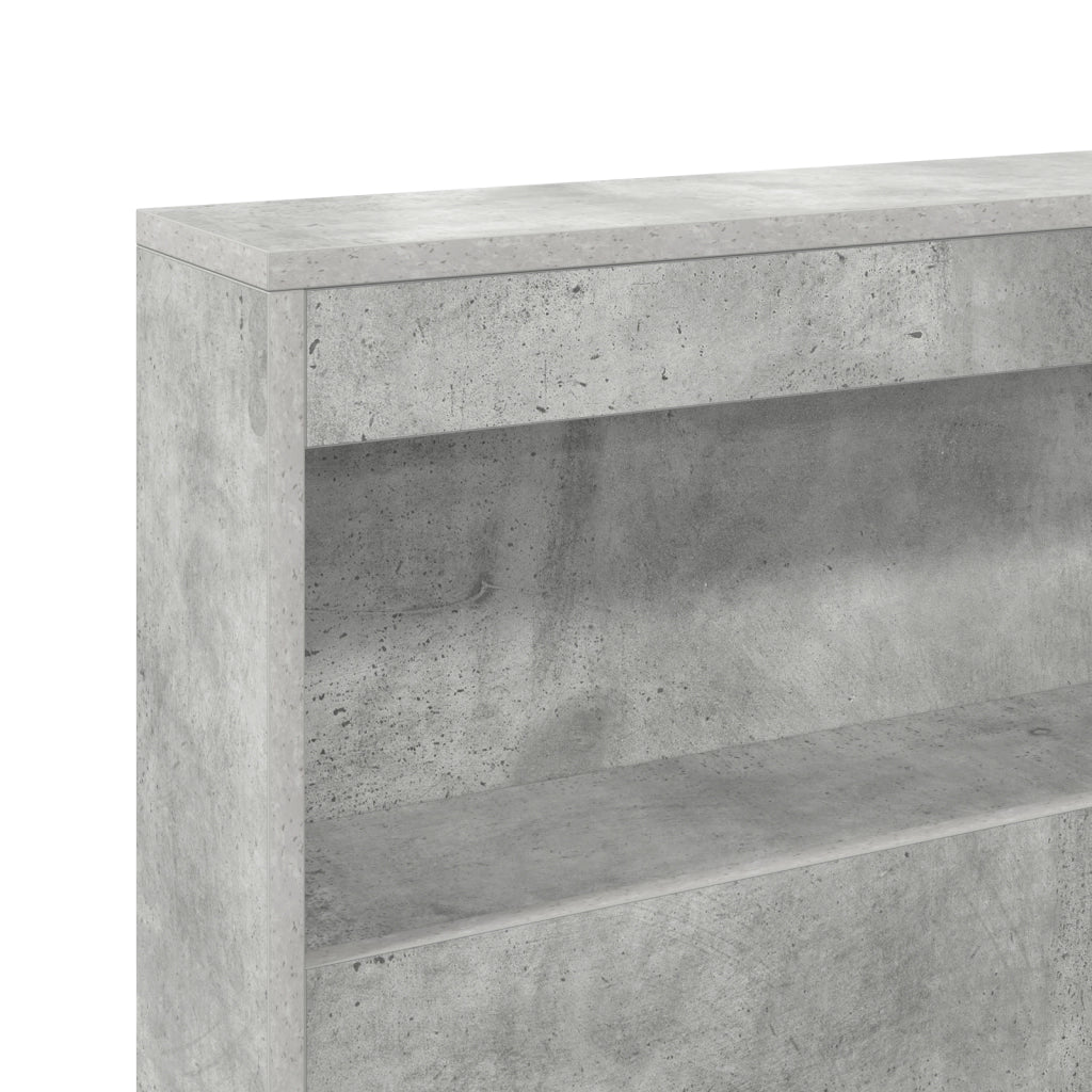 Letto con Libreria Grigio Calcestruzzo 75x190 cm in Legno Ingegnerizzato