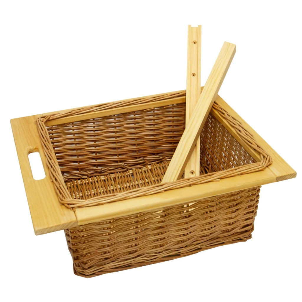 Cestelli Estraibili in Vimini per Cucina Cassetti Organizzazione Credenza Cesto in Vimini con Telaio e Binari in Legno di Faggio per Dispensa da 50cm Organizza Unità 50 cm con Viti GRATIS - 3 Cesti