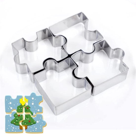Set di forme a forma di biscotto da 4 pezzi, forme a forma di sega per biscotti, pane, fondant, forme in acciaio inossidabile