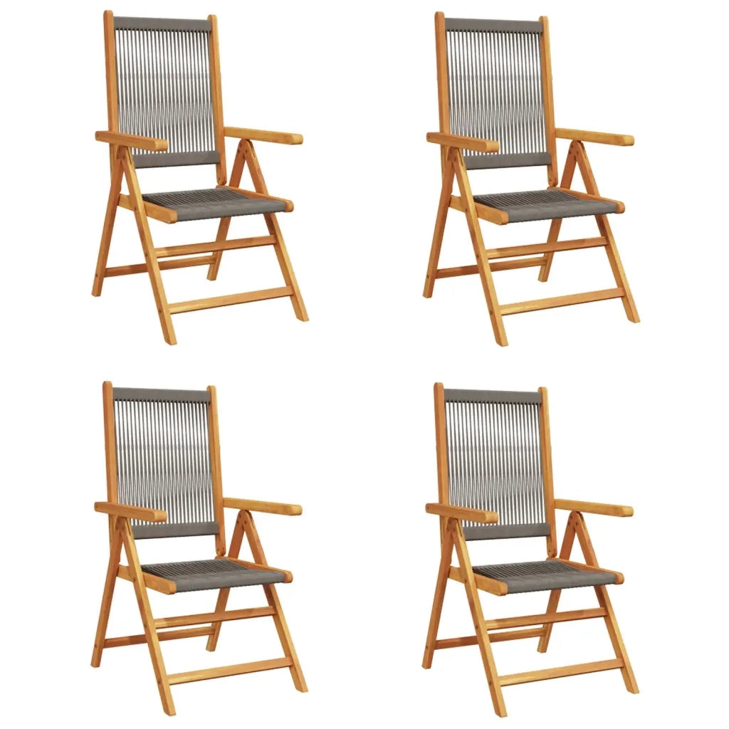 Sedie da Giardino Reclinabili 4pz Grigie Legno Massello Acacia 3214532
