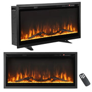 Caminetto elettrico da parete con telecomando 91,5 x 14 x 45 cm riscaldamento silenzioso atmosfera accogliente metallo nero 20_0021095