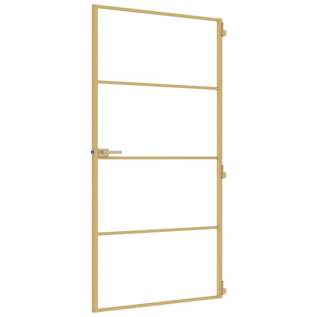 Porta Interni Sottile Oro 102,5x201,5 Vetro Temperato Alluminio 155135