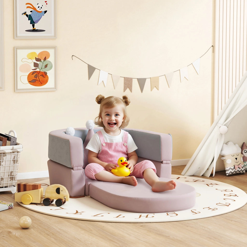 Letto a soppalco con cuscino corona ¨C zephmum ¨C rosa e azzurro 116x61x14