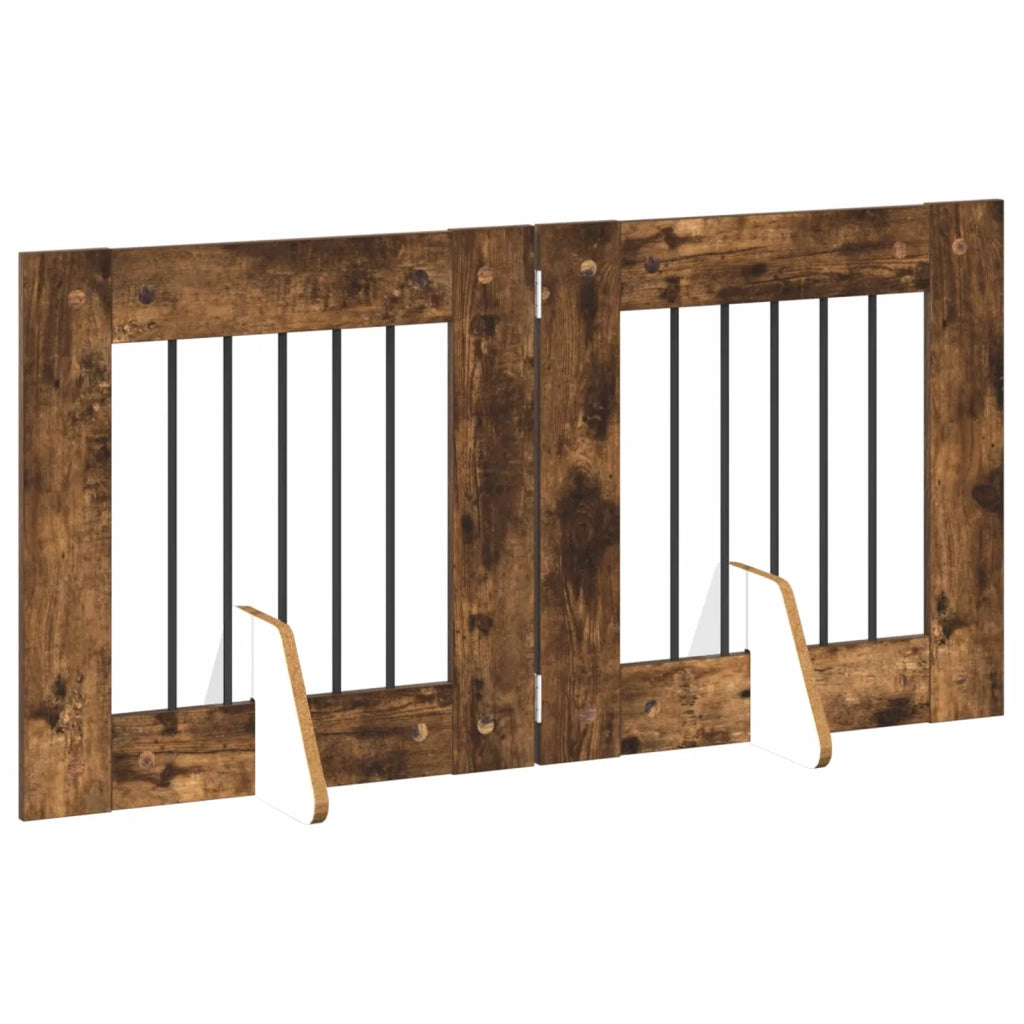Cancello per cani con supporti 2 pcs Rovere Fumo 60 x 60 cm