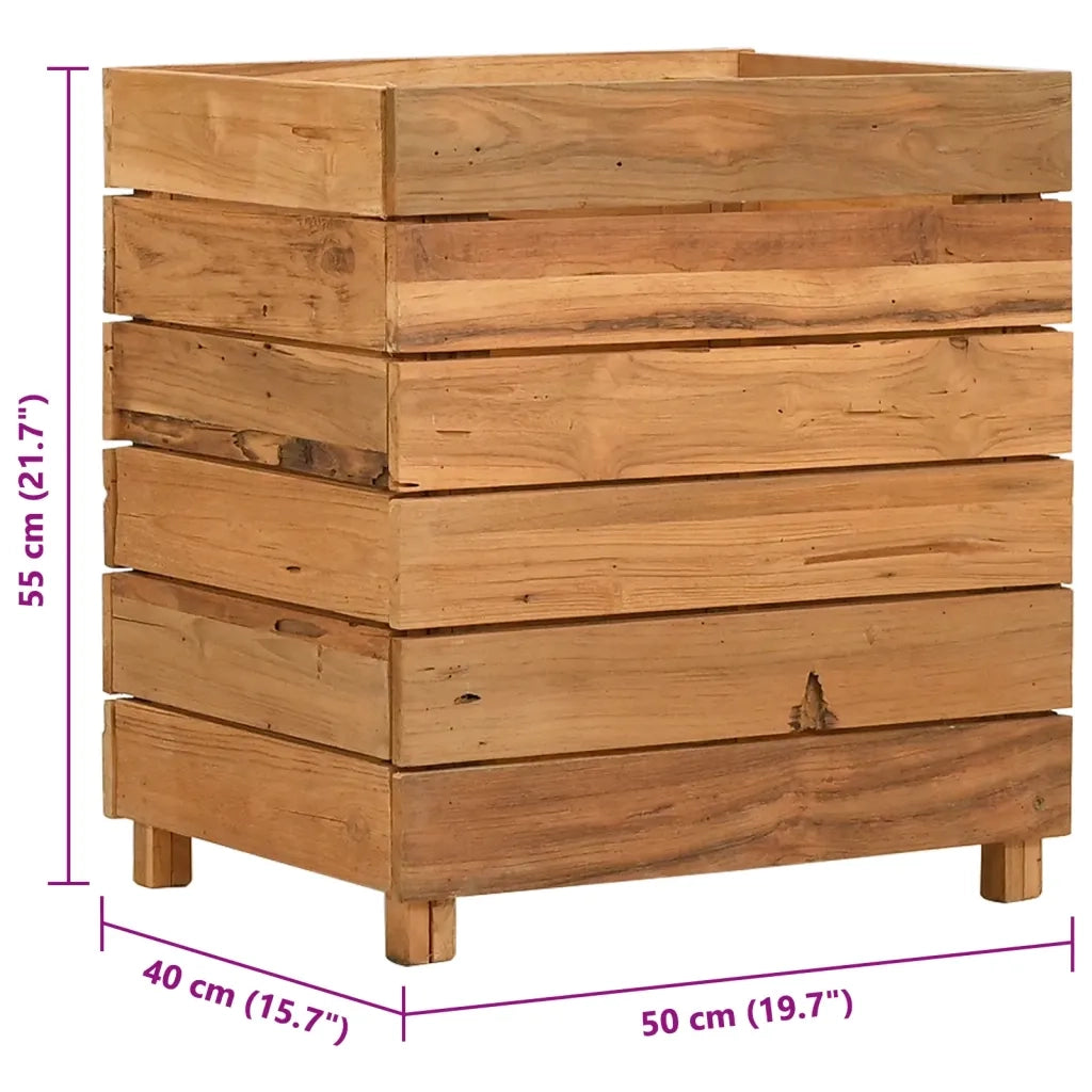 Letto Rialzato 50x40x55 cm Legno di Teak di Recupero e Acciaio 47424