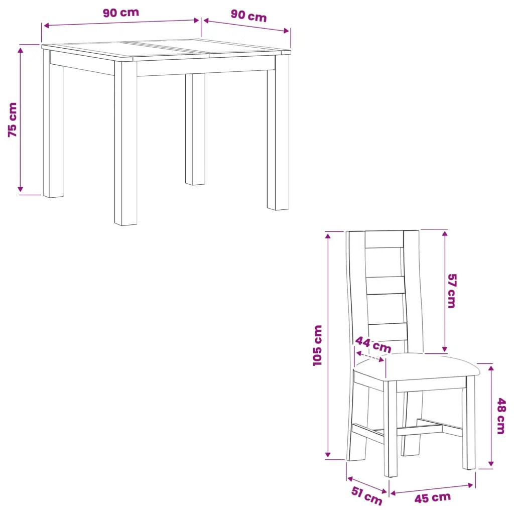 Set da pranzo 3 pz Nero Legno di Quercia Massello 3430325