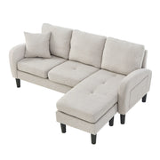 Divano angolare modulare 3 posti con chaise longue in tessuto beige grigio 166 × 118 × 77 cm