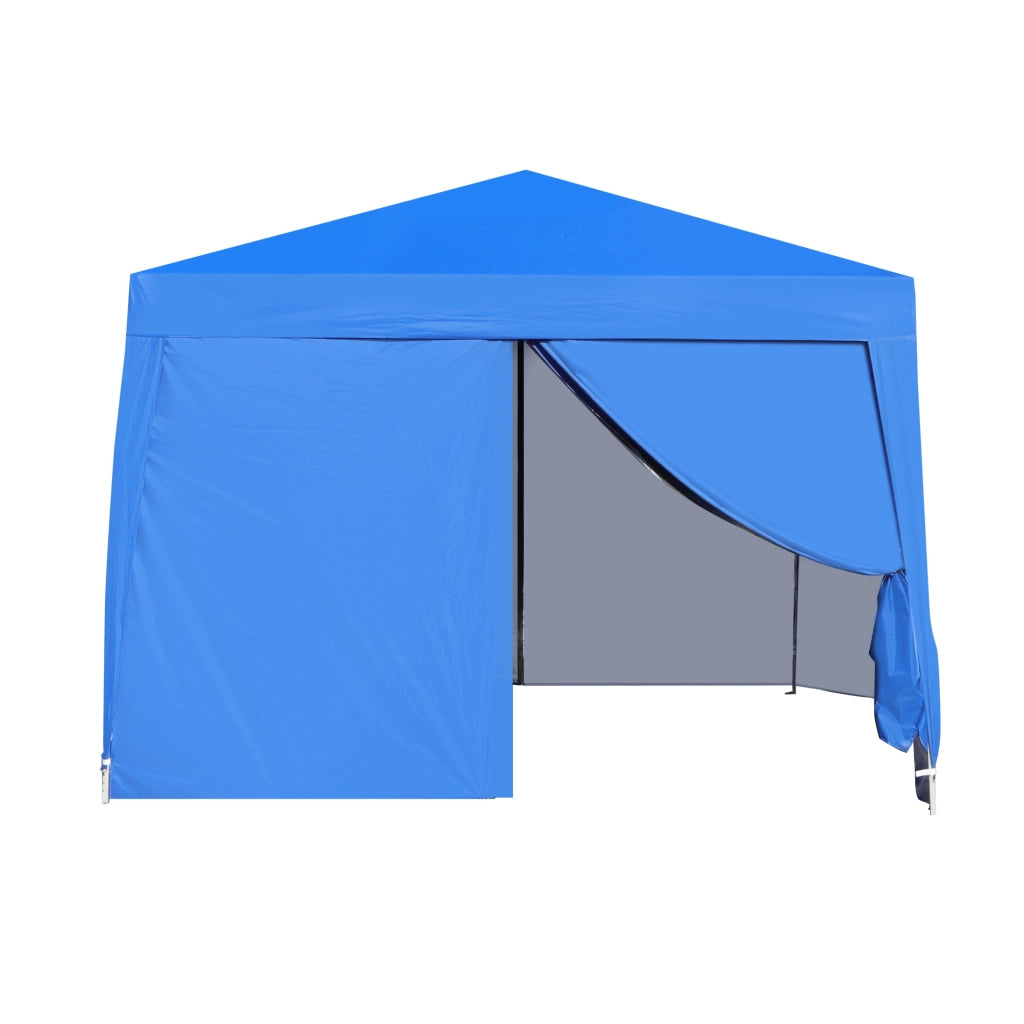 Pavillon pieghevole 3 x 3 m blu con 4 pareti laterali, struttura in acciaio, impermeabile e resistente ai raggi UV
