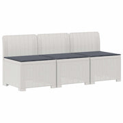 Divano da giardino 3 posti con cuscini in look rattan PP Bianco 8011971