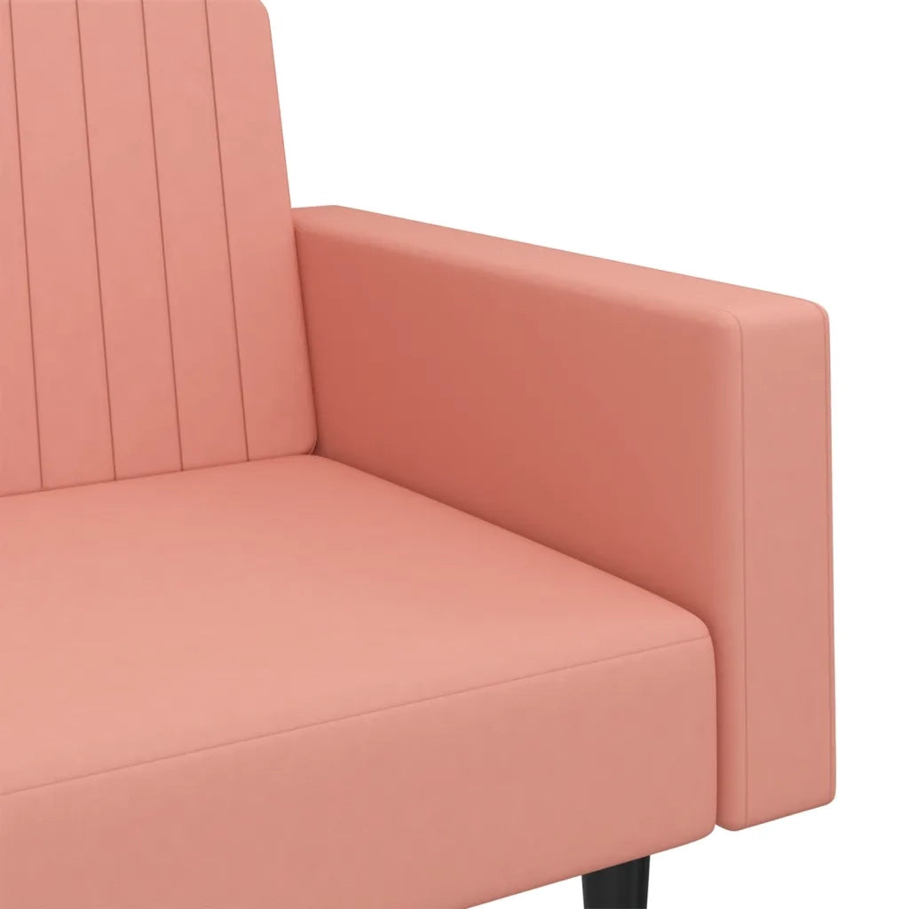 Divano Letto a 2 Posti Rosa in Velluto 375941