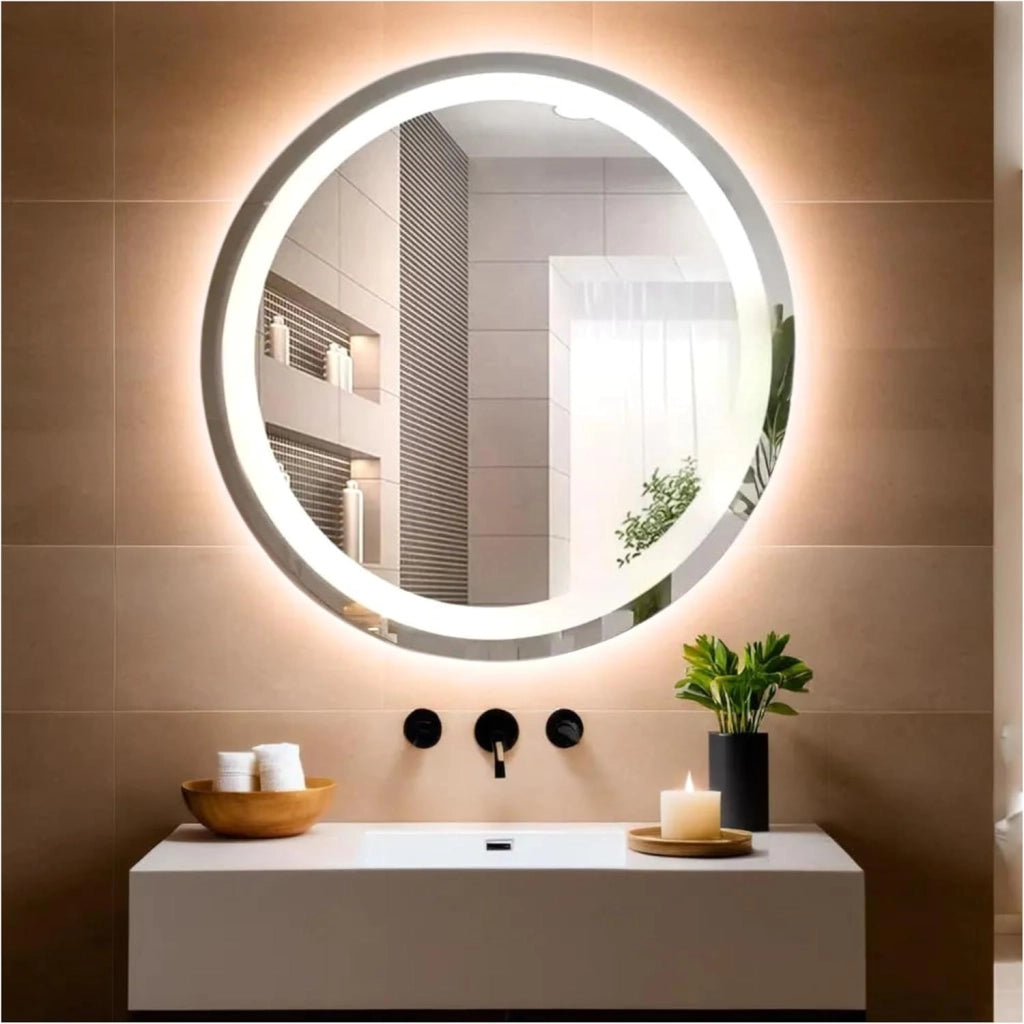 Specchio Bagno LED Rotondo Venere Ø60 cm, Specchio Retroilluminato Bagno, Specchio LED Bagno 4000K, Specchio Rotondo Bagno Moderno
