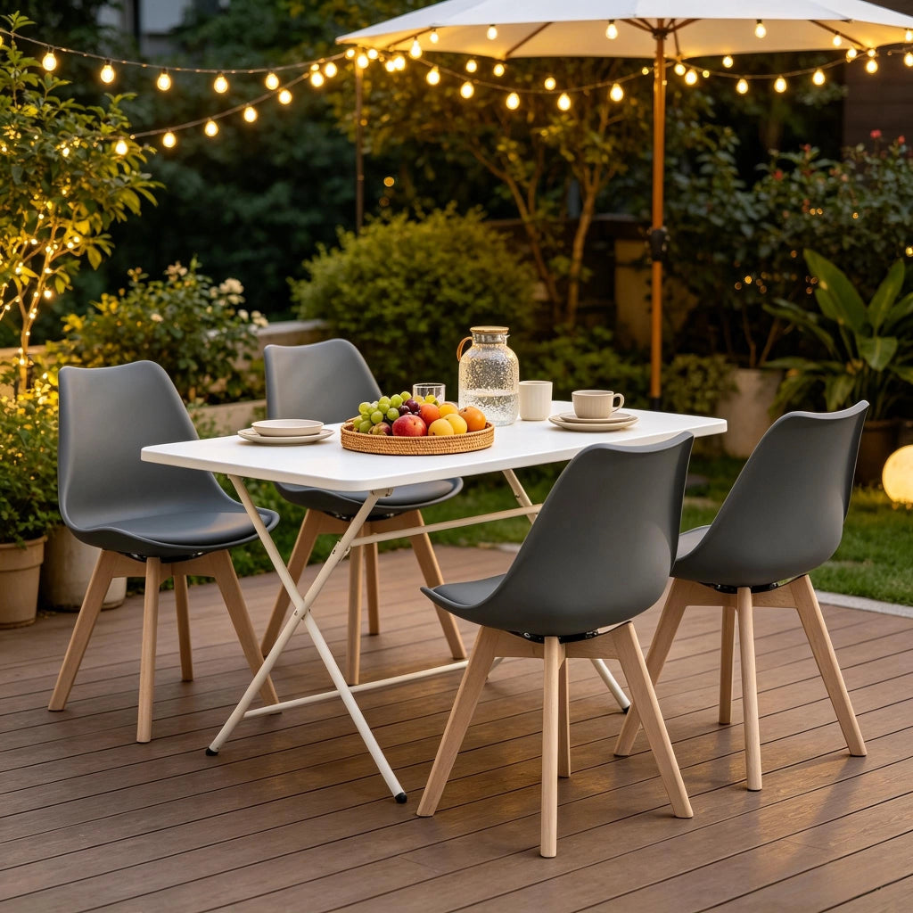 Sedia da Pranzo Girevole a 360° Set da 4 con Schienale Ergonomico, Similpelle Grigia 40.5 × 83 × 40.5 cm