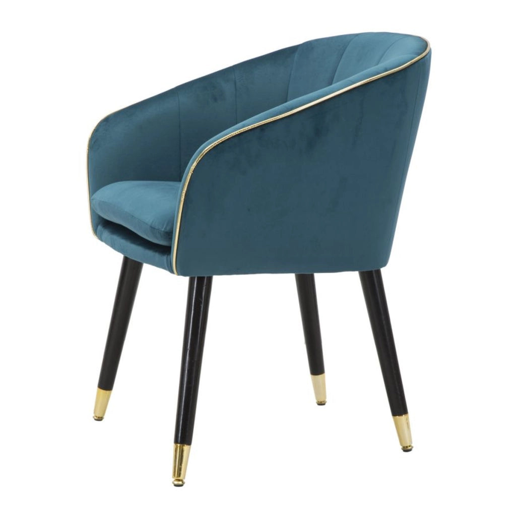 Poltrona Paris ottanio e gold in tessuto con gambe dorate – 62 x 58 x H 78 cm