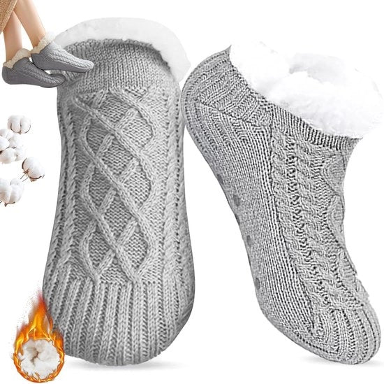 Pantoffelsokken per uomo invernali, antiscivolo e morbidi, colore grigio, misura 40-42.