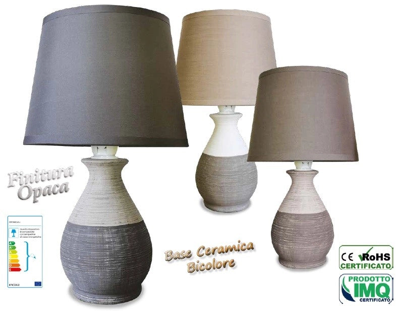 Lampada da Tavolo con base in Ceramica Stone Bicolor 26 cm 3 Colori