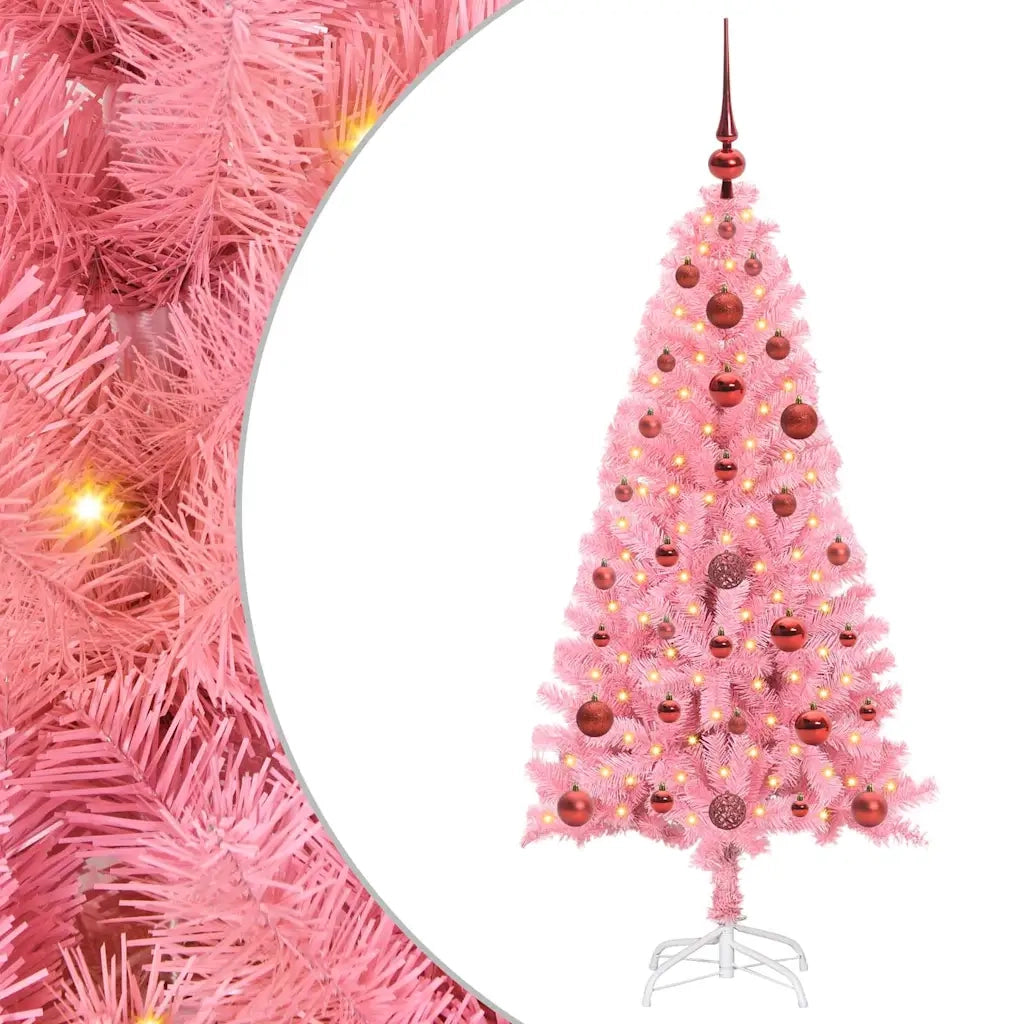 Albero di Natale con 150 LED con supporto-Luci decorative natalizie Rosa 120 cm PVC 914849
