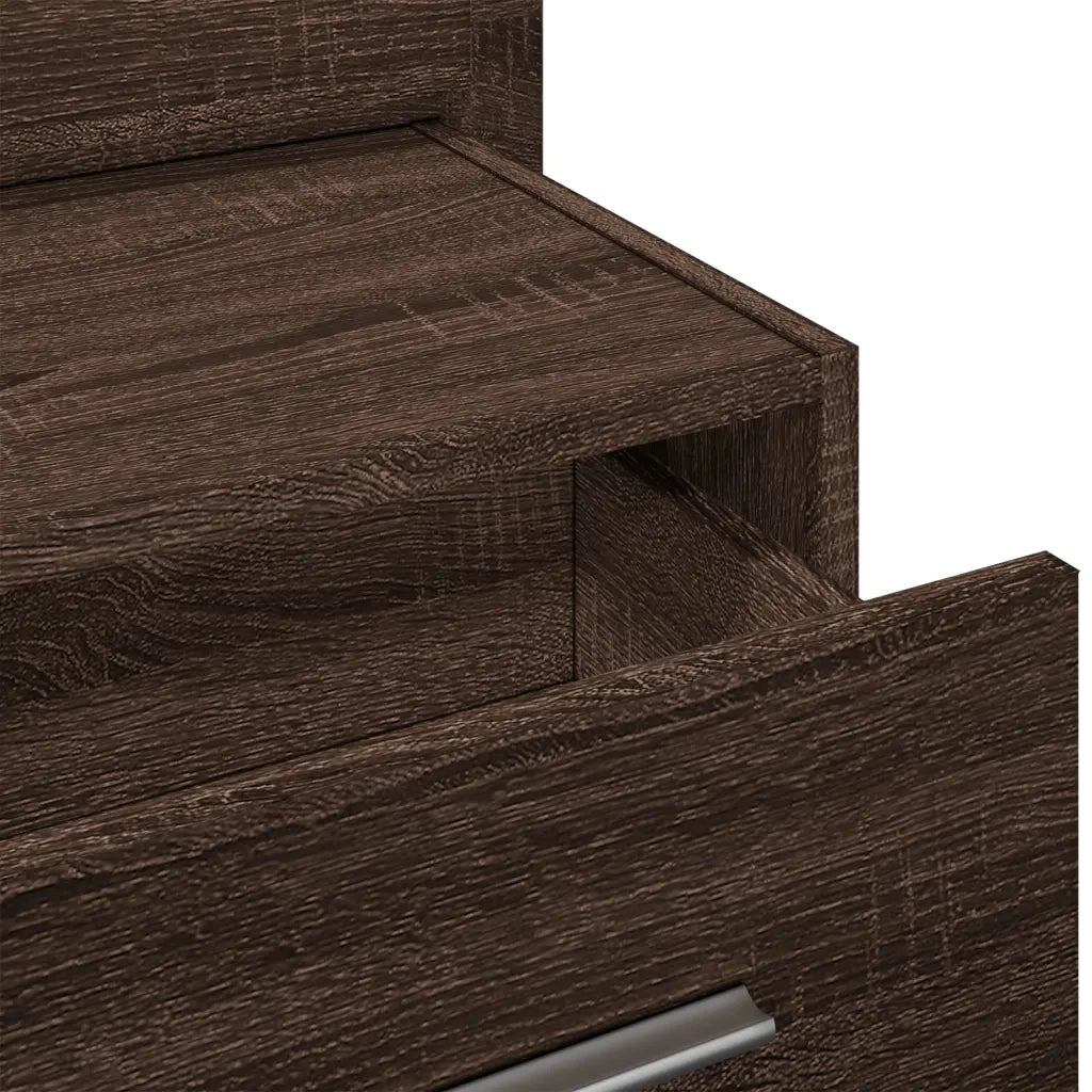 vidaXL Comodino a Parete con luci LED Rovere Marrone