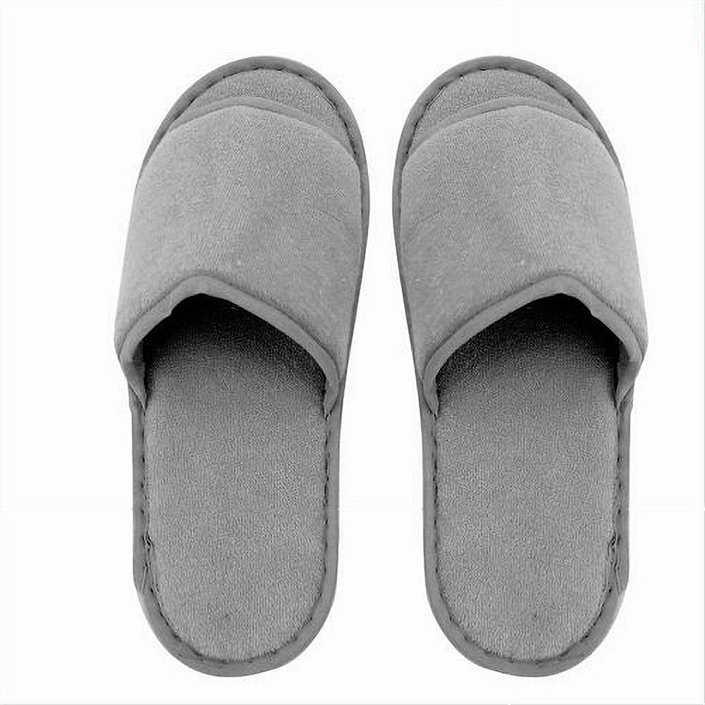 Trade Shop - Coppia Pantofole Ciabatte Bagno Tessuto Grigio Taglia 35-40 Stanza Hotel 79677 -