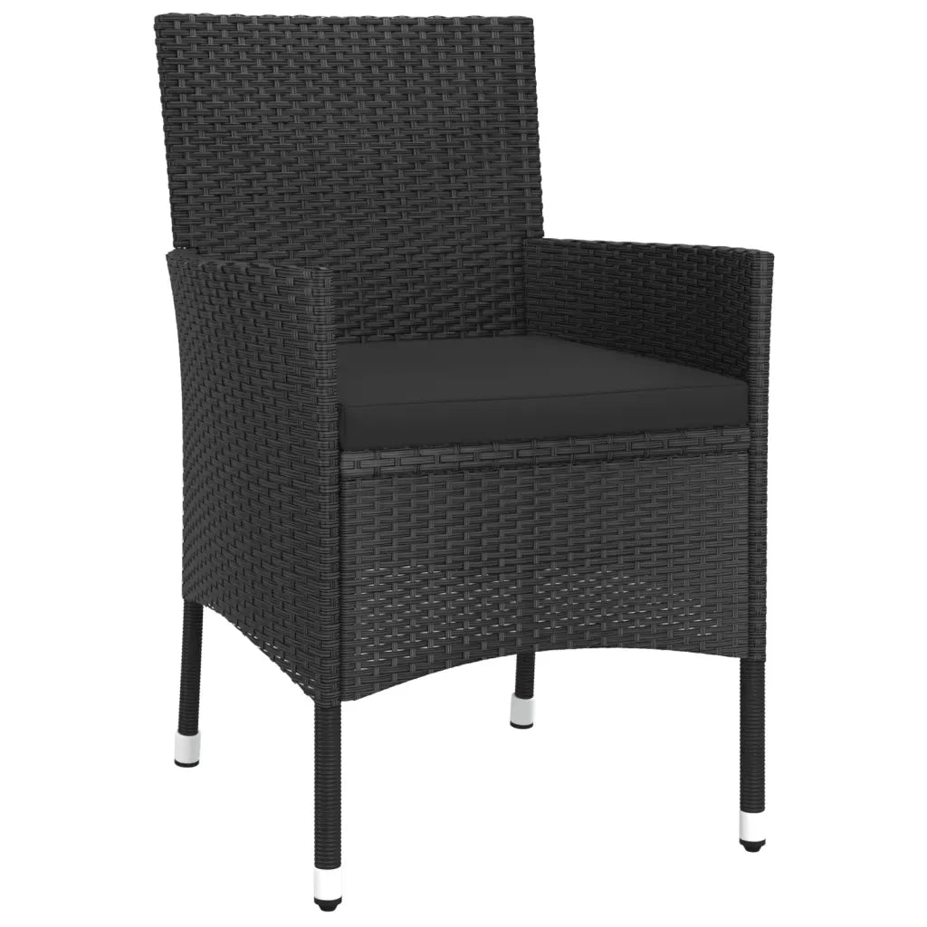 Set Bistrò da Giardino 3 pz con Cuscini in Polyrattan Nero 3187426