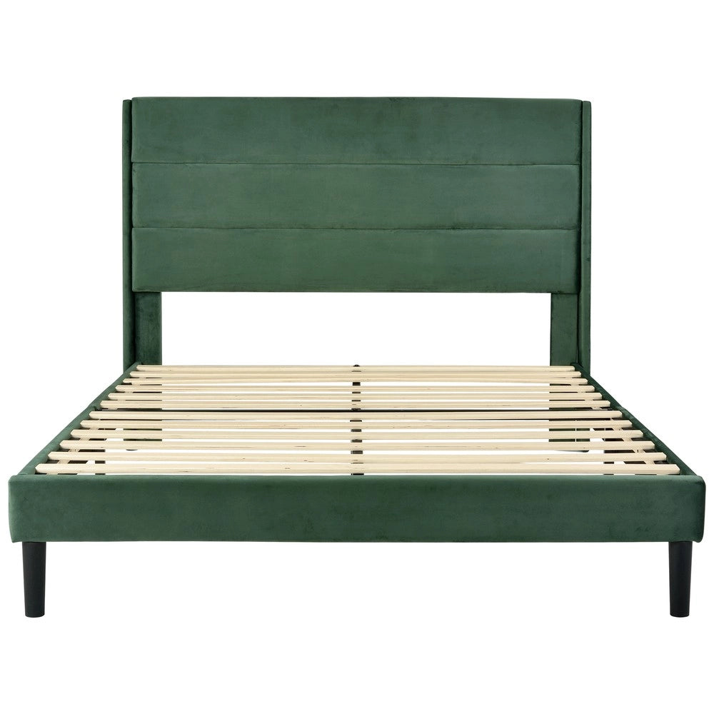 Letto Imbottito Matrimoniale con Testiera ¨C Xylo ¨C Velluto Verde Scuro 140x200