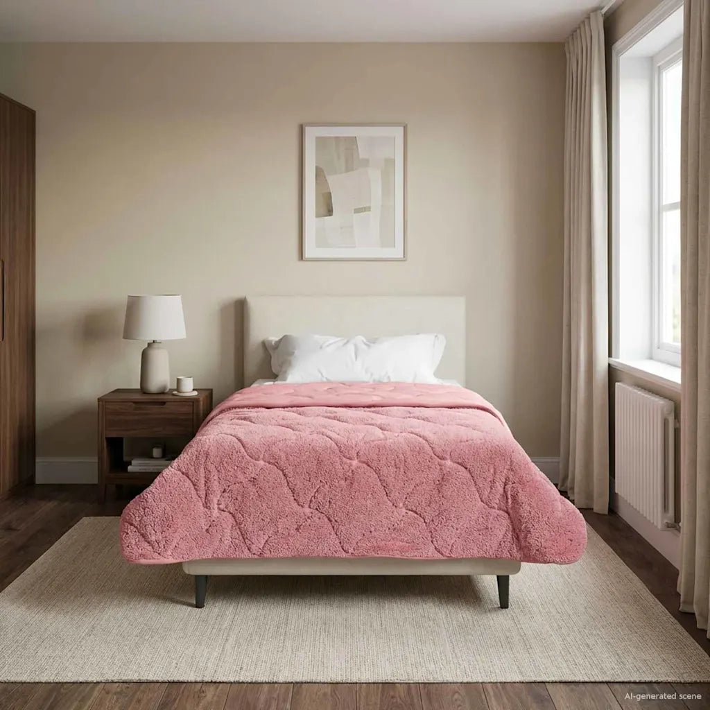 Duvet Invernale Rosa 155 x 200 cm Microfibra e Fleece Teddy 42026339