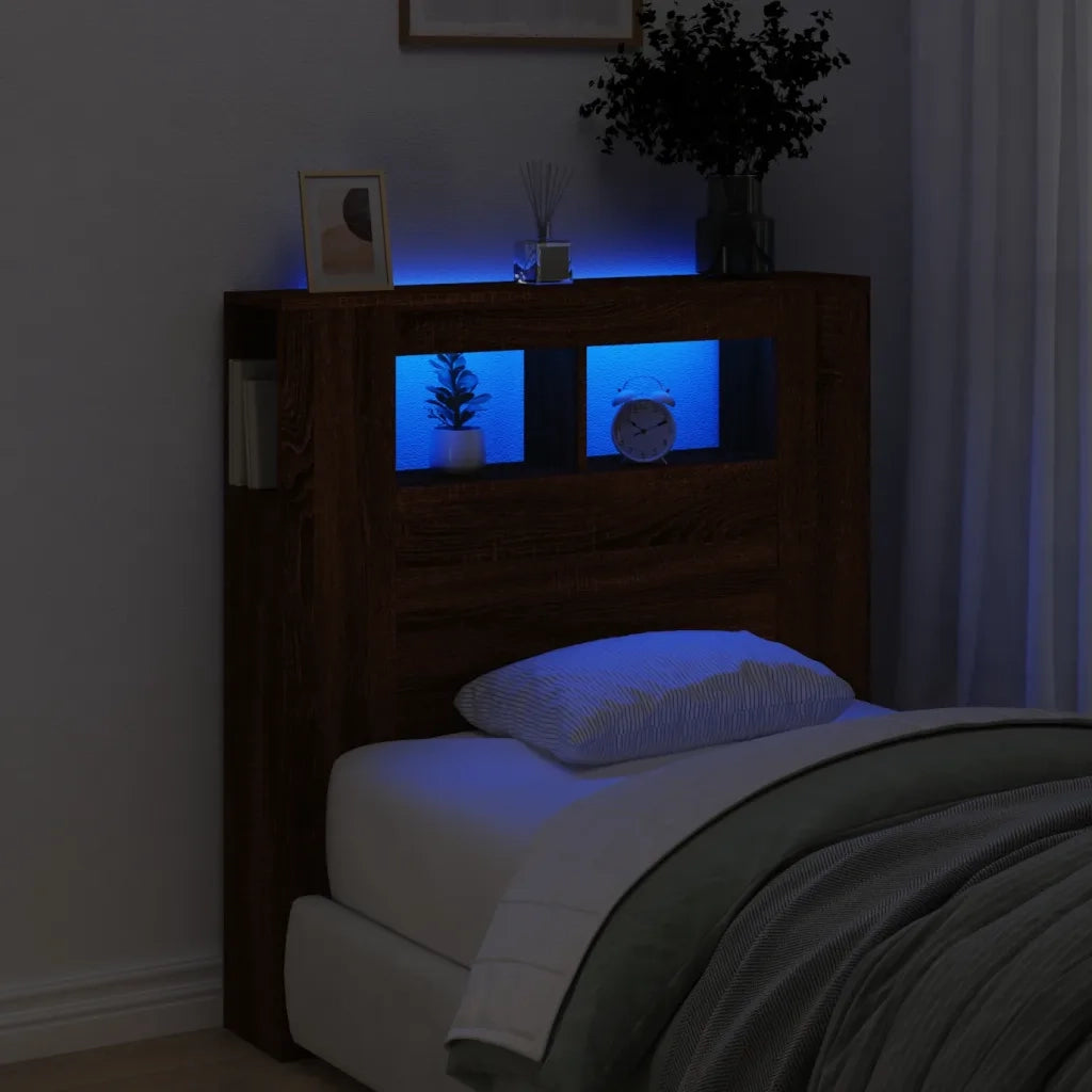 Testiera | Testata LED Rovere Marrone 100x18,5x103,5 cm Legno Multistrato