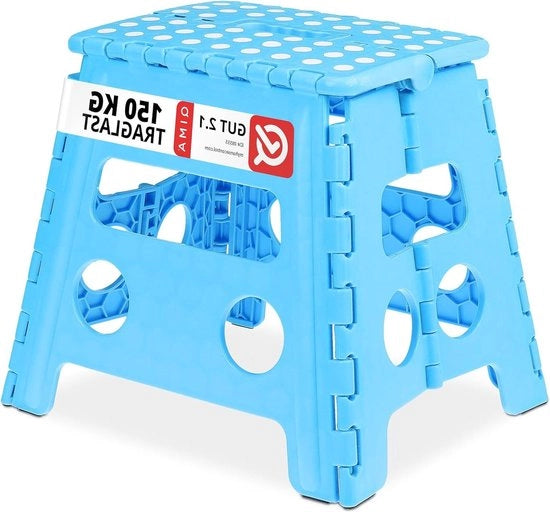 Scala pieghevole con maniglia - Antiscivolo fino a 120 kg - Dimensioni: 325 x 37 x 30 cm - Scaffale pieghevole per bambini, blu