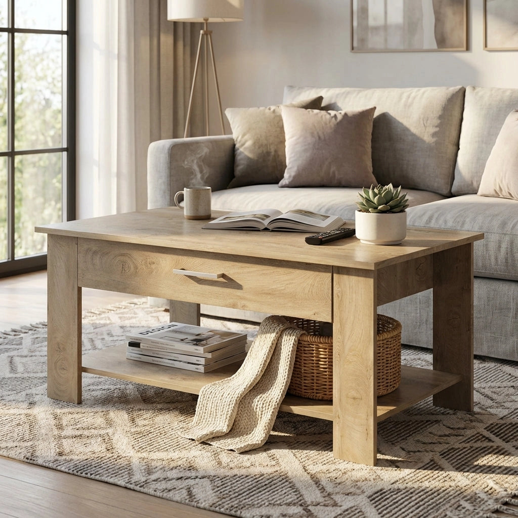 Tavolino da Salotto Moderno in Legno Composito FSC cm 110x46 50 - JONNY
