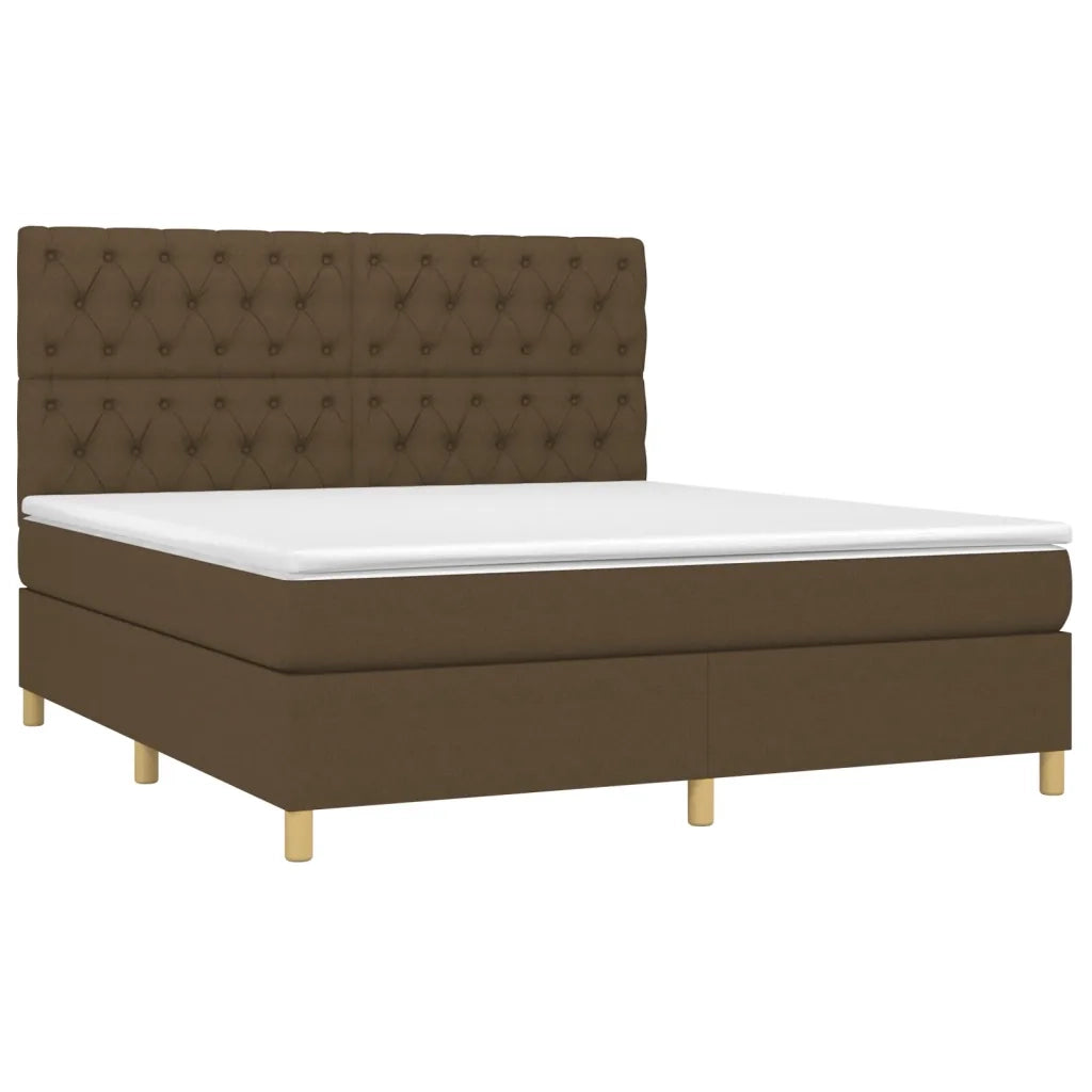 Letto a Molle Materasso e LED Marrone Scuro 160x200 cm Tessuto cod mxl 60026