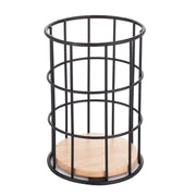 MAURY'S WOODY PORTA UTENSILI NERO CON BASE IN LEGNO DA 11 CM