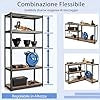 Scaffali per Carichi, Scaffalature a 5 Ripiani, in Metallo e MDF Scaffale, per Garage, Magazzino, Ripostiglio, Portante 650 kg, 75 x 30 x 150 cm (Nero)