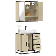 Set Mobili da Bagno 2 pz Rovere Sonoma in Legno Multistrato